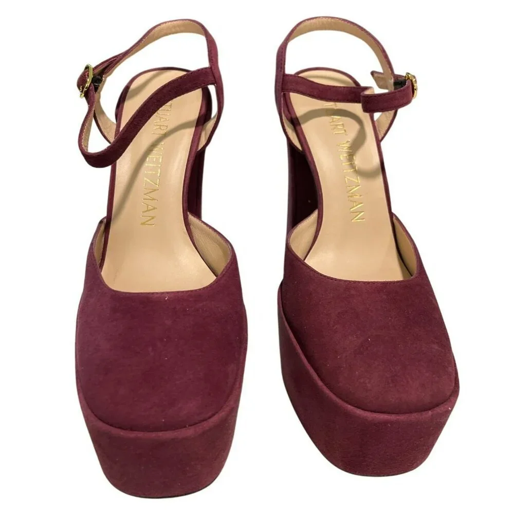Stuart Weitzman Sky High 145 Platform Burgundy Heel Shoes